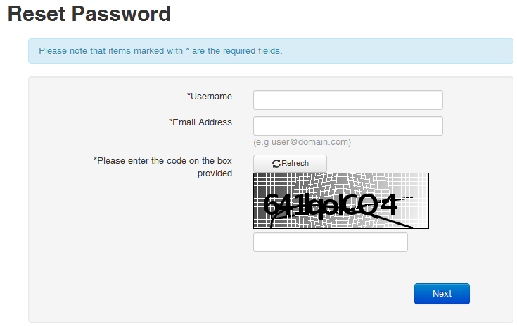 Reset Password Section