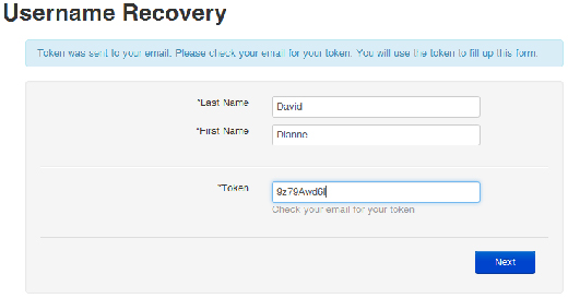 Username Recovery form