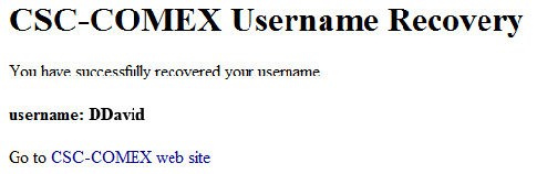 Username Recovery email message
